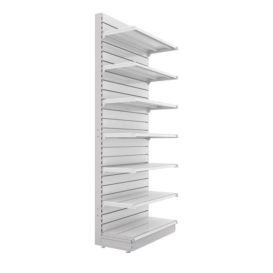 2400h Single-Sided Gondola Shelving Bay with Slatwall Back Panels