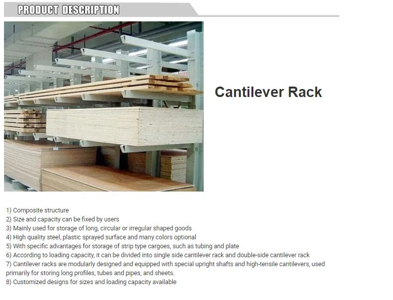 Q235B Powder Coated Heavy Duty Cantilever Rack System for for Plywood Storage