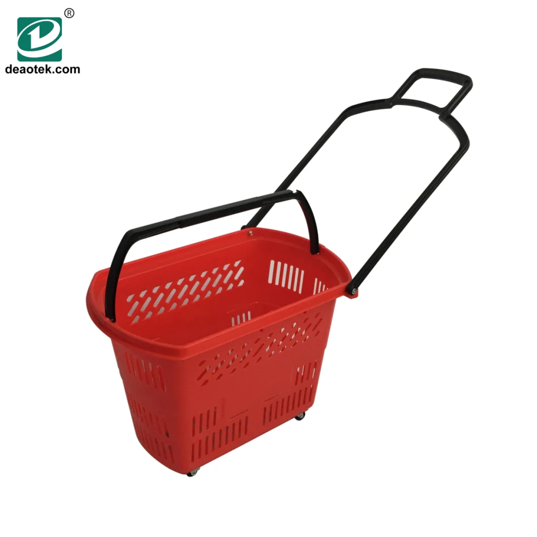 Plastic Supermarket Baskets with Wheels/Shopping Trolley for Elderly