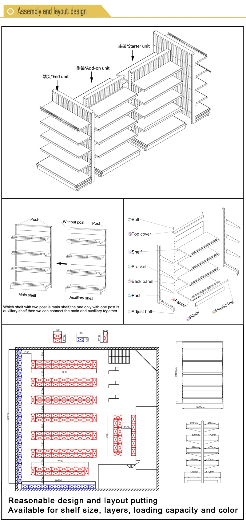 Newly Island Design Storage Supermarket Snack Minimart Store Shop Display Rack