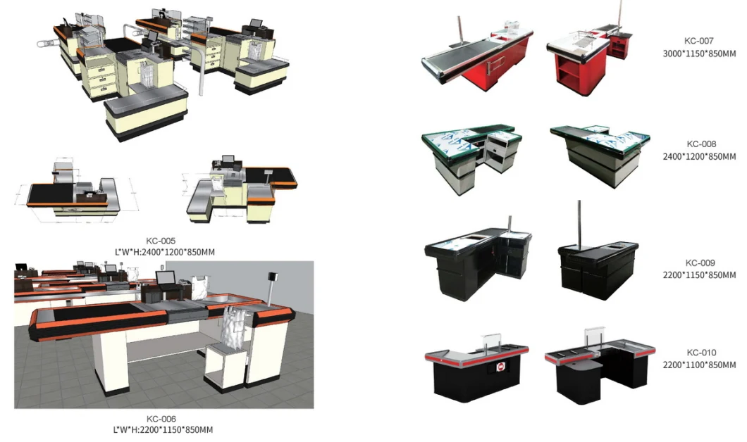 Supermarket Grocery Store Metal Motor Conveyor Belt Cashier Checkout Counter